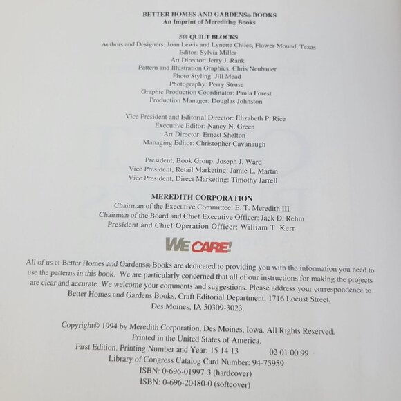 Better Homes & Gardens 501 Quilt Blocks Book Softcover Patchwork and Appliqué - Picture 2 of 8